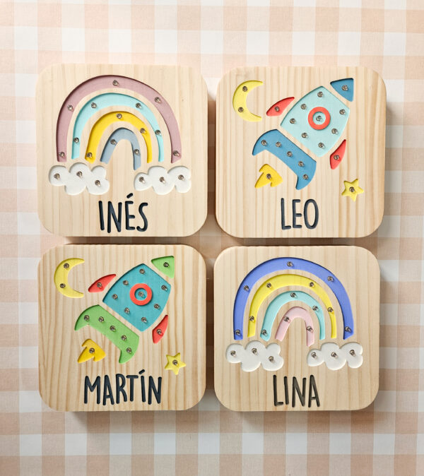 Lámparas de madera infantiles