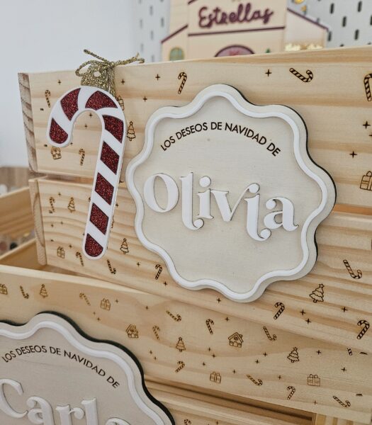 Caja de madera regalos de navidad